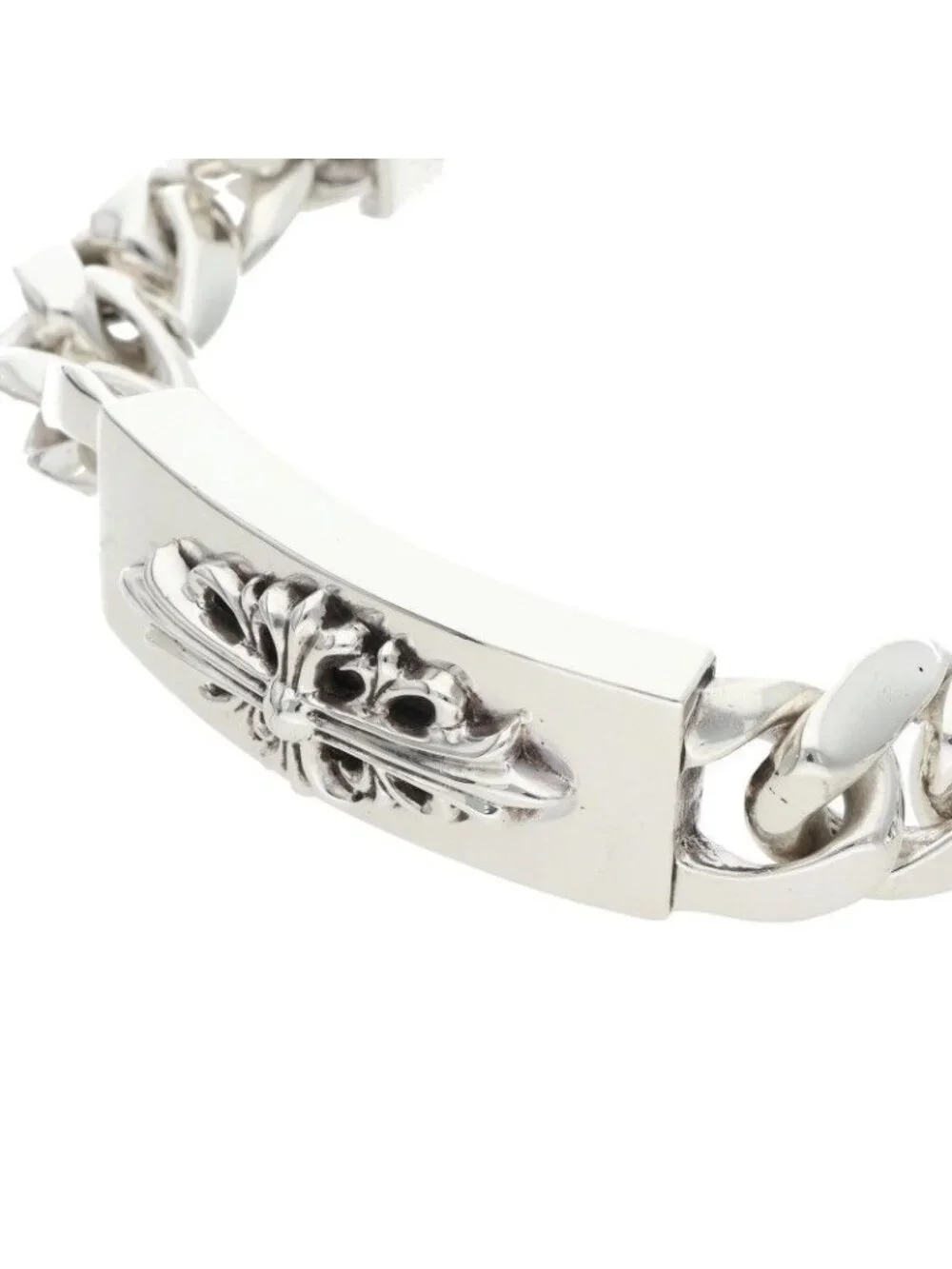 Chrome Hearts ID Dbl Flrl Dggr Double ID Floral Dagger Silver Bracelet